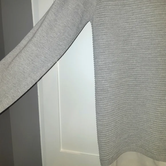 Grey & White Ribbed Fooler Sweater - Picture 5 of 8